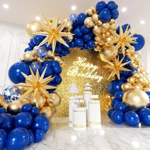 Navy Blue and  Balloons Garland Arch Kit with Stars 200 count -5 10 12 18 22 inch Balloon and Confetti Latex Balloons for 2025 Graduation Birthday Anniversary  Year Prom Party Decorations