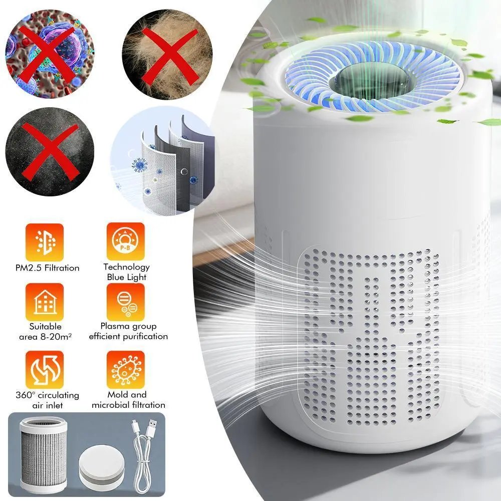 【BackToSchool】3-in-1 HEPA Air Purifier with Air Quality Sensor, Effectively Removes Dust, Smoke, Allergens & Pet Odors, Low Noise Sleep Mode for Bedroom, Office & Living Room