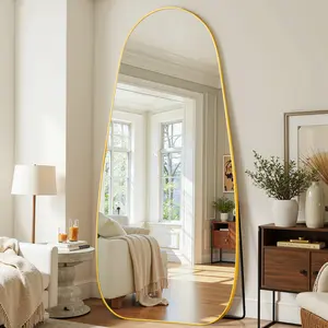 Antok Full Length Mirror 76"x36" Floor Mirror with Stand Standing Hanging Leaning Irregular Mirrors for Bedroom Living Room Entryway Tear Drop Style