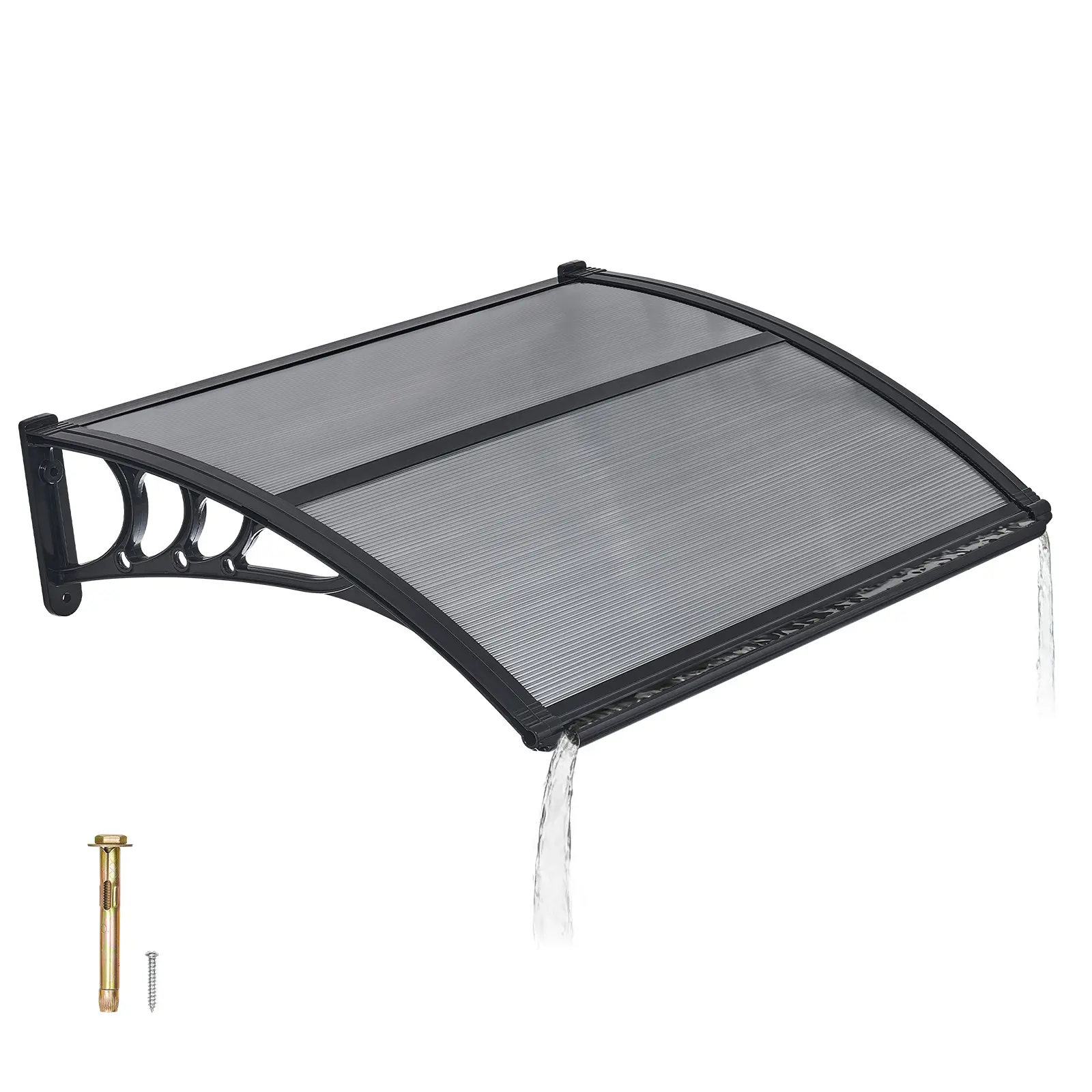 【SummerFinds】VEVOR Awnings for Door Entrance, 30 x 39 in, Exterior Front Door Window Awnings with Drainage & ABS Bracket, Rain Snow Sun Protection, Overhang Polycarbonate Door Canopy for Porch Patio, Smoky Gray