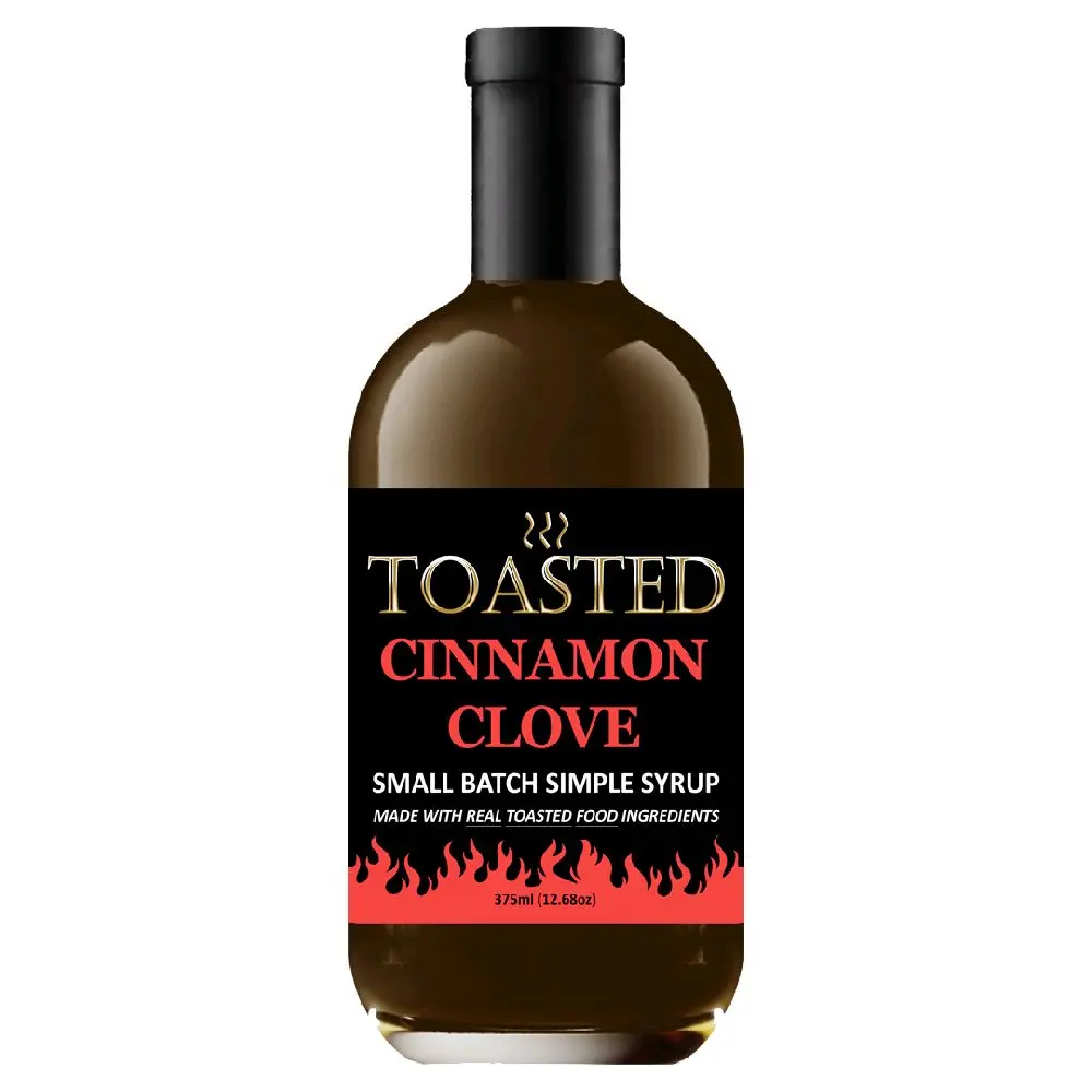 TOASTED Cinnamon Clove 375ml Small Batch Simple Syrup made w/ REAL TOASTED FOOD ingredients - created for Old Fashioneds, amazing in Craft Cocktails!