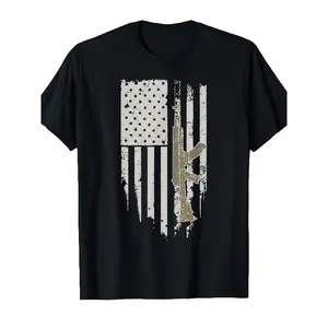 USA Flag Guns Weapons Rifles 2A Amendment T-Shirt Same Style for Men and Women 2026 Summer Short-sleeved Printed T-shirt 180G