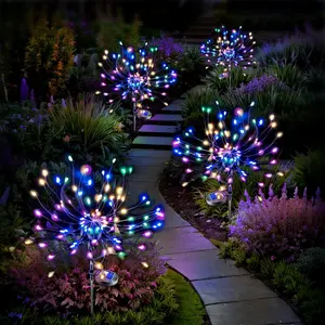 Anordsem Solar Lights Outdoor Decorative: Bendable Copper Wire with 120 LED Firework Beads - Waterproof 2 Colorful Lighting Modes Yard Garden Patio - Christmas Gifts for Homeowner Over 30