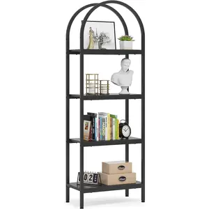 LITTLE TREE 4-Shelf 70.8" Tall Multifunctional Bookcase - Compact Open Storage Shelves with Sturdy Waterproof Structure, Industrial Style Home Decor
