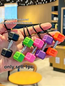 Mini Dumbbell Keychain｜Macaron Color Trendy Toy Style, Diy Keychain, Stylish Keyring, Small And Exquisite, Hang On Keys / Backpack, Fun Accessory For Fitness Enthusiasts
