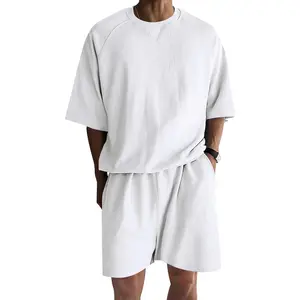 Ryehack Men's Two Piece Outfits Sets Crew Neck Summer T Shirt and Shorts Set Oversized Sweatsuits Sports Sets with Pockets