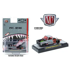 M2 1973 Chevrolet Cheyenne Super 10 “PFC. HYDE” Shark Face, Grey, 1:64 Scale, Diecast Model Car