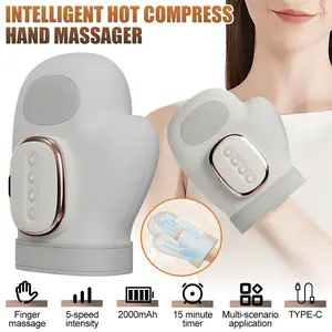 Smart Hand Massager with Heat and Pressure, USB Rechargeable Finger Massager, Wireless Portable, 3 Massage Modes, Ideal Gift for Holidays