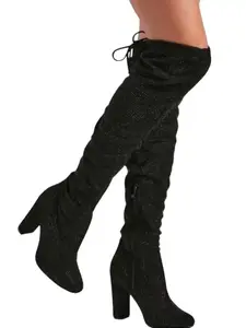 Rhinestones Over the Knee Boots