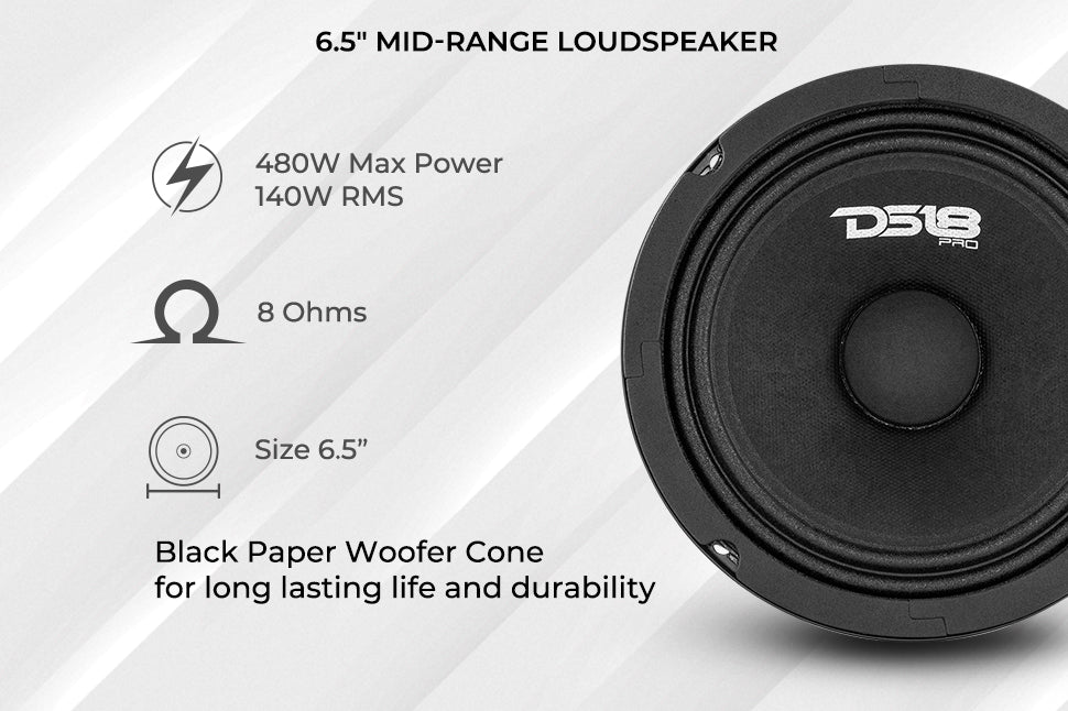 DS18 PRO-GM6 6.5" Mid-Range Loudspeaker 480 Watts 8-Ohm