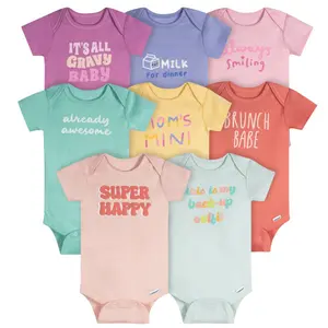Onesies Brand Baby Girls' 8-Pack Onesies Bodysuits, Super Happy