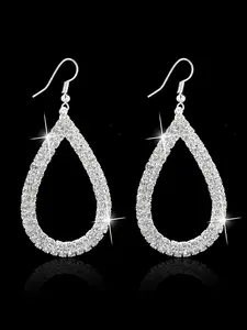 Fashion Trendy Claw Chain Burnished Water Drill Teardrop Earrings, Dangle Earrings, Stylish Jewelry Accessory, Perfect for Daily Wear and Special Occasions