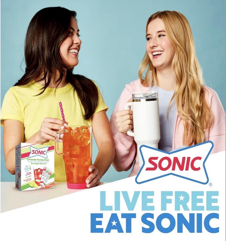 Sonic Singles To Go Limeade Variety Pack, Watertok Powdered Drink Mix, Includes 3 Flavors, Limeade, Cherry and Strawberry 1 Box (40 Servings)