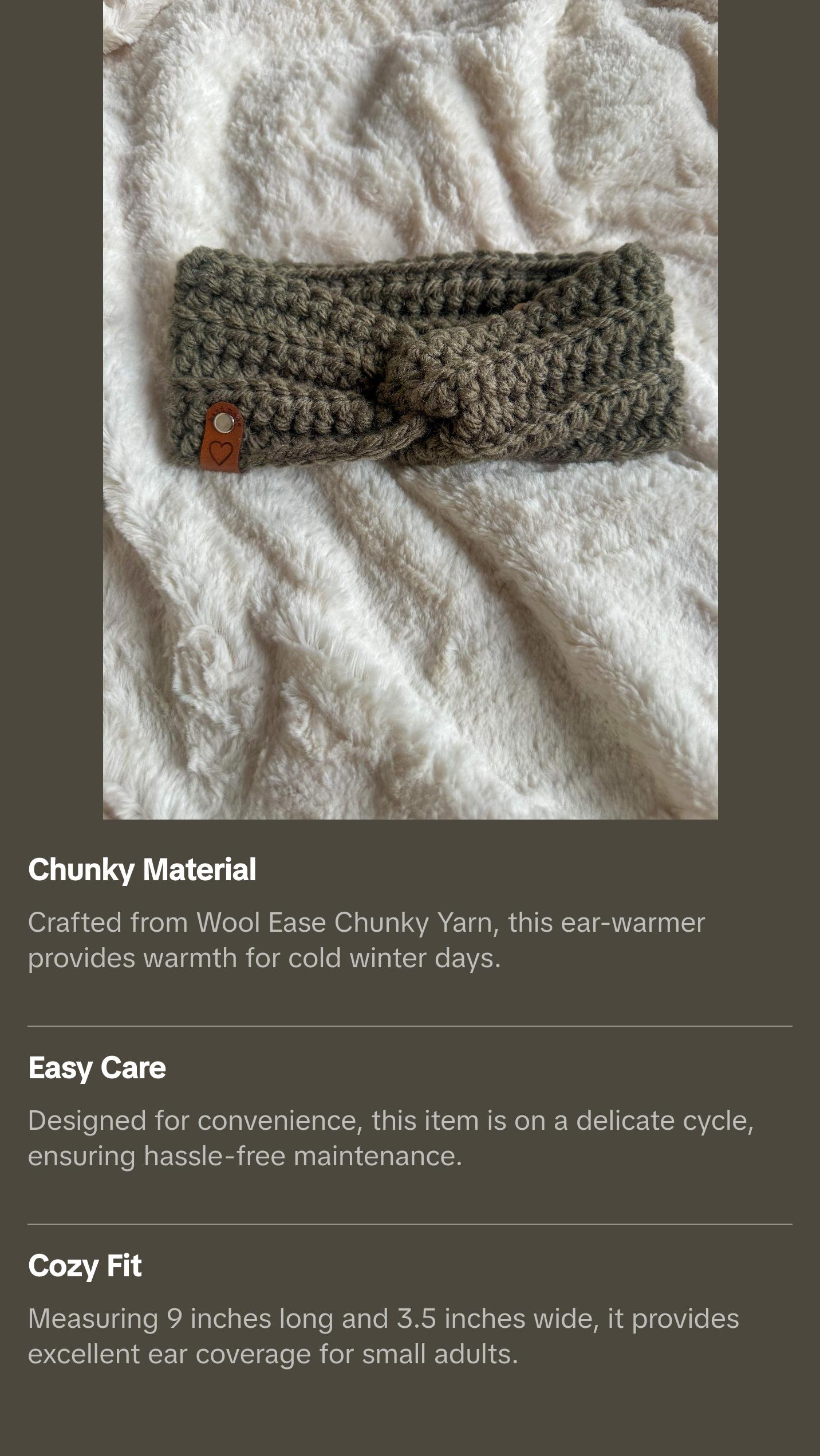 Chunky Crochet Ear-warmer / Headband - Small Adult