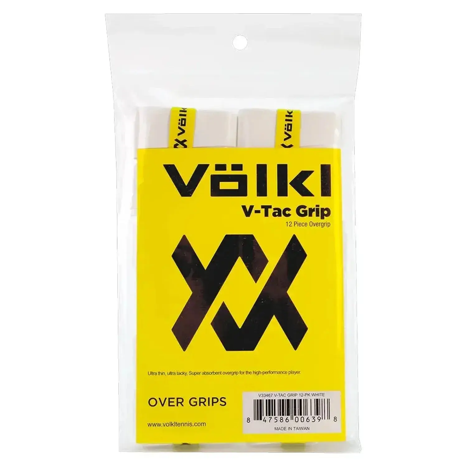 V-Tac Tennis Racket Overgrip, 12-Pack, White, Racket Grip, Ultra Thin