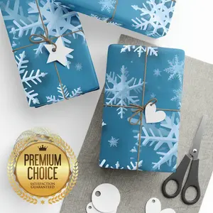 Snowflake Icy Wrapping Paper Rolls, Elegant Frozen Gift Wrap, Winter Snowfall Gift Wrap, Christmas Holiday Winter Snowflake Scrapbook Paper