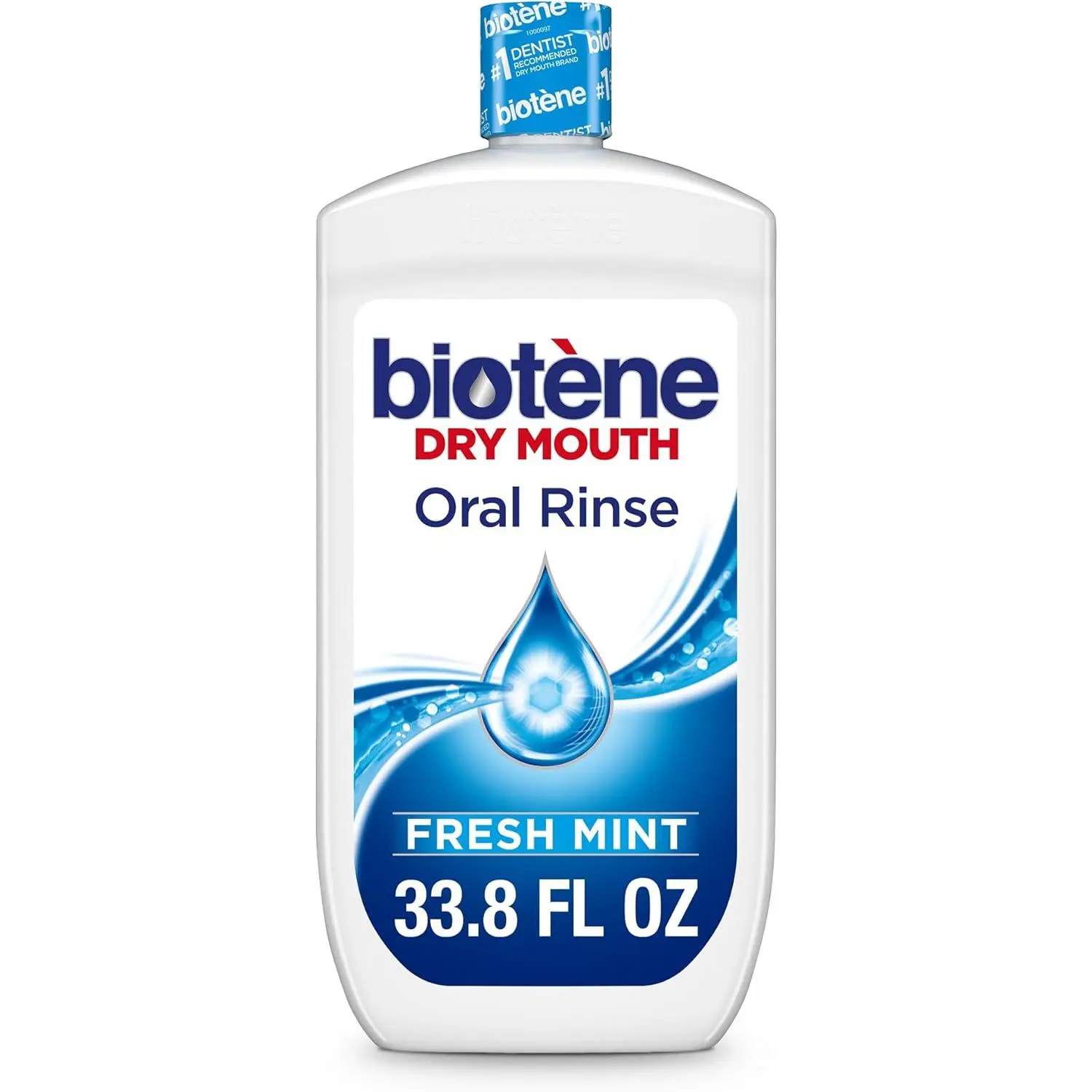 Biotene Oral Rinse Mouthwash for Dry Mouth, 33.8 fl oz | Breath Freshener and Dry Mouth Treatment, Fresh Mint, Alcohol-Free Mouthwash