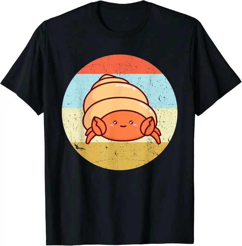 Hermit Crab Kawaii Chibi Vintage Crab Owner Retro Hermit T-Shirt - Elizabethtej Shop 68B09T2NG1N7