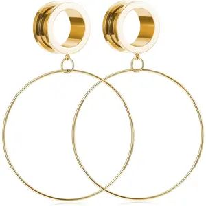 Ear Tunnels Surgical Steel Large Hoop Ear Plugs Expander Dangle Gauges Stretcher Piercing 6mm-25mm
