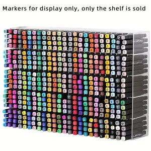 Stackable Acrylic Marker Storage Box, Transparent Desk Organizer, Art Supplies Holder, Slanted Display Rack, Single Piece