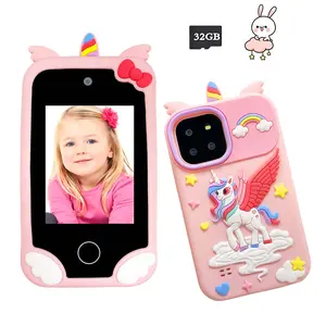 Cute Silicone Kids Phone Toy, 2.8'' Touch Screen with Camera, 32GB Memory, Learning Games & Mp3 Player, Gift Set for Ages 3-12