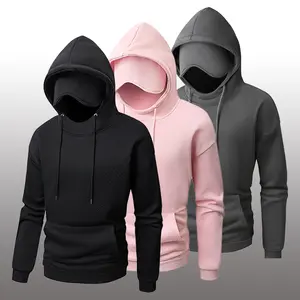 Men's stylish casual hoodie with eye mask on the hood, regular fit, kangaroo pocket, versatile and perfect as a gift for husband or boyfriend