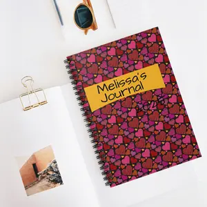 Heart Pattern Spiral Notebook - Ruled Line, Personalized Journal, Custom Name Diary, Lined Paper Notepad, Gift for Students, Office Supplies