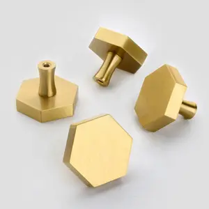 Cabinet Knobs Pulls Drawer Knobs Hexagon Gold Solid Brass Knobs Kitchen Cabinet Handles Dresser Knobs Kitchen Hardware Cupboard Knobs