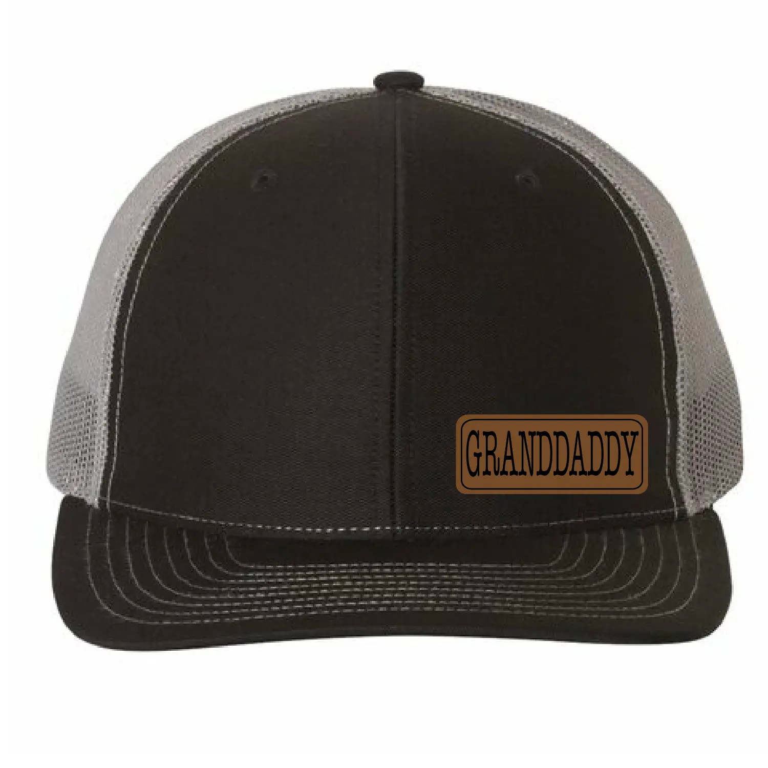 GrandDADDY vegan Leather Patch Cap, Richardson 112 Hat, GrandDADDY Hat, GrandDADDY Gifts Richardson Cap, Leather Richardson Hat, Black Charcoal