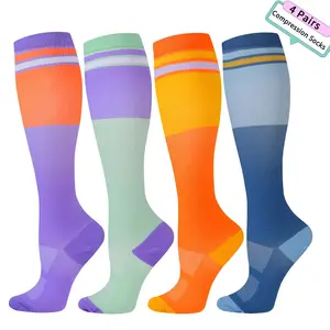 Compression Socks 4 Pairs(15-20hhmg) For Men & Women,Perfect for nurses, teachers, runners, and anyone who’s always on the go-Soft & Breathable – Relieves Leg Swelling & Foot Soreness