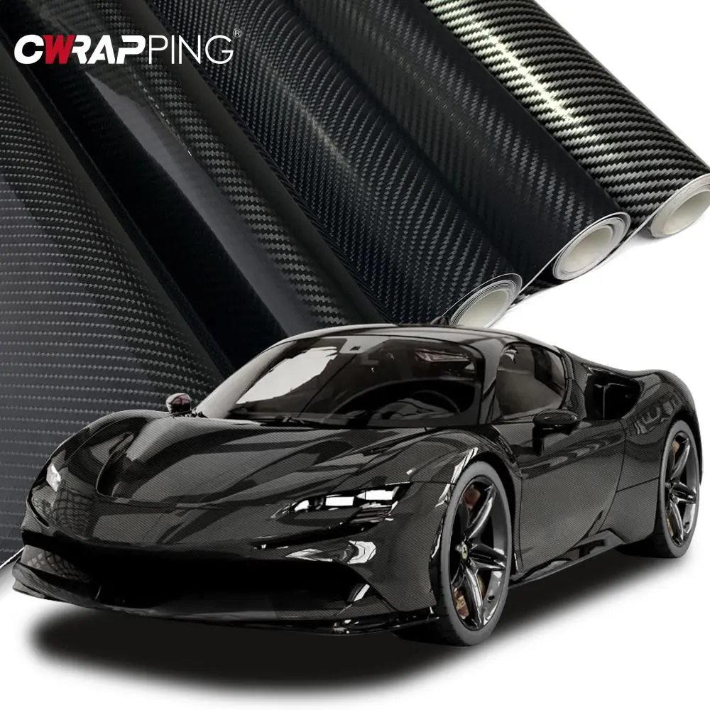 Black Carbon Fiber Vinyl Wrap 1.45Mx2M/3M Car Styling Carbon Fiber Sheet Wrapping Film Cars Roof Hood Film for Cars Accessories