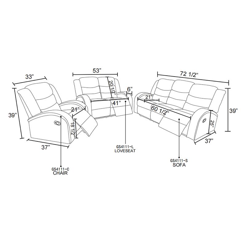 A Ainehome Classic Black Faux Synthetic Leather 3-Piece Couch Reclining Sofa Living Room Set for Home Comfort