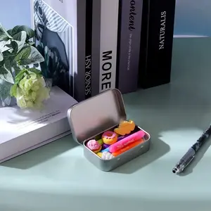 (name) Silver Metal Rectangular Hinge Tin Box 95x62x20mm Portable Storage Container for Small Items Like Lipsticks Mints Keys Cosmetics USB Cables Tea Herbs Bait Hooks Nail Art Gift Cards Cash
