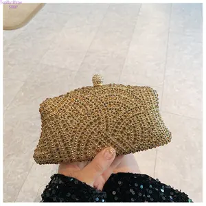 Women's Shiny Rhinestone Evening Clutch Bag, Sparkly Crystal Crossbody Purse, Elegant Hard Shell Handbag for Wedding, Prom, Party & Formal Events, Fashion Temperament Dinner Bag with Chain Strap for Dress Outfits