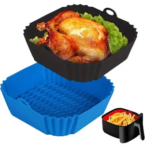 2-Pack Reusable Silicone Air Fryer Liners, Non-Stick High Temp Heat Resistant Kitchen Appliance Parts for Air Fryers, Oven, Microwave, Two Packs