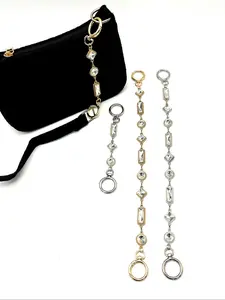 Elegant Rhinestone Decorated Long Rectangle Chain Bag Charm, Stylish Purse Extension Strap, Perfect Accessory for Fashion Bags
