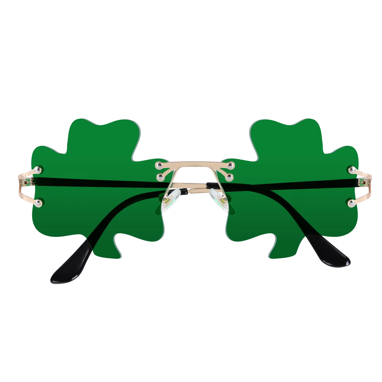 HAOLOTA St. Patrick's Day Irish Shamrock Sunglasses Green Clover Leprechaun Costume Glasses UV400 Protection Metal & Plastic Ultra-Light Lens for Parties Pool Festive
