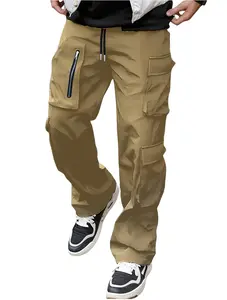 Men’s European/American Style Cargo Pants with Multiple Pockets — High-Street Functional Wide-Leg Design, Trendy, Versatile, Durable Straight-Cut Casual Pants