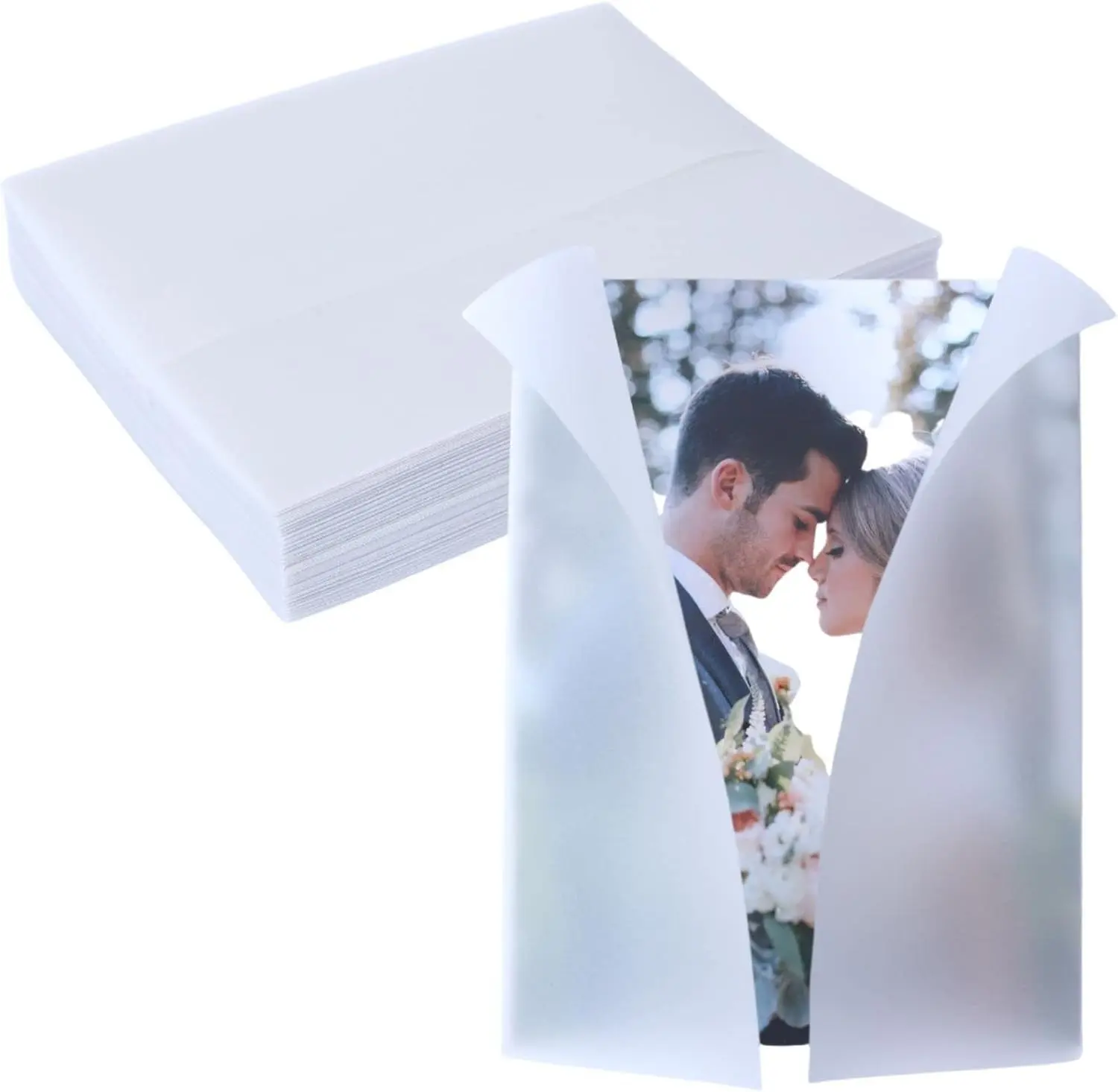 100 Pack Pre-Folded Vellum Jackets for 5x7 Invitations -Vellum Envelope for Wedding Invitations Wraps - Bulk Translucent Paper Envelope Liners for Wedding Cards