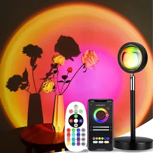 ISUNMEA Sunset Lamp with APP & Remote Control,Multi-Coloured Night Light 180° Rotation Rainbow 4 Modes Setting for Photography/Selfie/Party/Home/Living Room/Bedroom Decor, Gifts Women