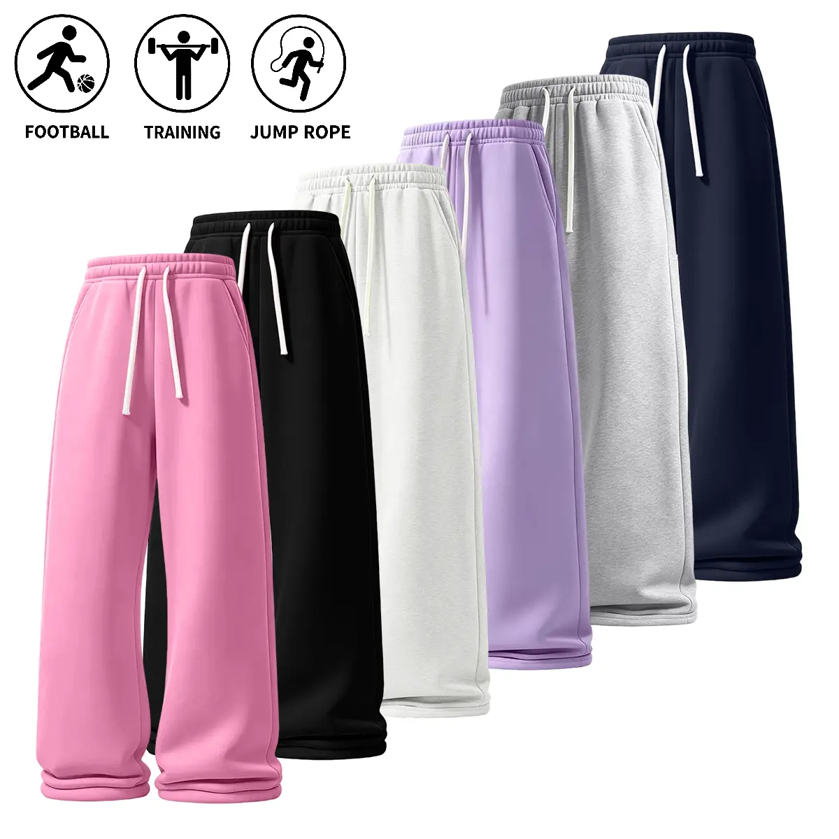 JOGWAVE Women's Casual Athletic Wide-Leg Sweatpants, Solid Color, Elastic Drawstring Waistband, Pants for Women, Suitable for Outdoor Sports & Everyday Wear, Jogging Pants, Womenswear