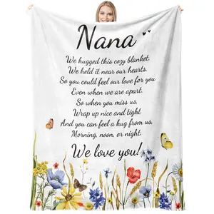 Nana Gifts from Grandchildren,Nana Birthday Gifts Soft Fleece Blanket, Unique Birthday Gifts for Nana from Granddaughter Throw Blanket 60x50inch