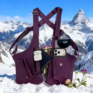 Adjustable Underarm Backpack Durable PU Leather for Cycling Shopping Fishing Travel Spacious Main Compartment with Side Pockets