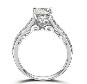 Round Cut Solitaire 925 Sterling Silver Solitaire Cz Wedding Band Engagement Ring Size 3-12 Ss043