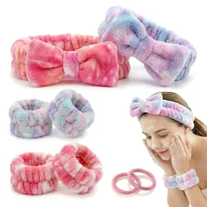 8PCS Spa Headband & Wristband Set  Bow Skincare Headband + Absorbent Wrist Towels + Scrunchies | No More Wet Arms Face Wash Set | Cute Self Care Essentials for Women & Teens | Makeup, Spa Day, Sleepover Must-Have Gift Set