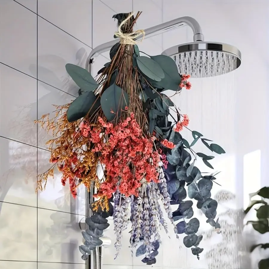 Dried Eucalyptus & Lavender Bundle - 40 Pcs Natural Preserved Greenery for Aromatherapy, Shower Hanging, Bathroom Decor, Wedding, Home & Vase Decor Wall Bouquet Fragrance Plants Scented
