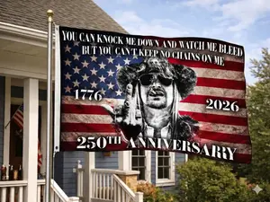USA Patriotic Flag 1776–2026 250th Anniversary Banner, American Freedom Quote Flag, Independence Day 4th of July Outdoor Decor, Vintage USA Flag with Skull Style