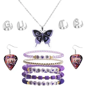 Guts  Sets Butterfly Olivia Merch Necklace Earrings Rings Bracelets Concert Outfit Accessories for Women Fans Tour Concert Outfit  Accessories Gifts