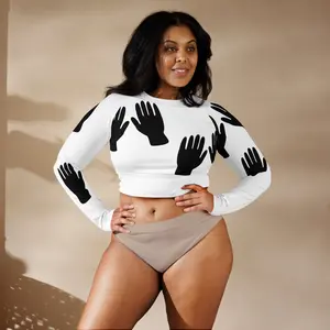 Pam's Crop top..All over Me Hand Printed long-sleeve crop top..now on sale