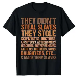 They didn't steal the slave black history month melanin african t-shirt, suitable for all men and women outdoor short sleeve t-shirt, 100 percent cotton